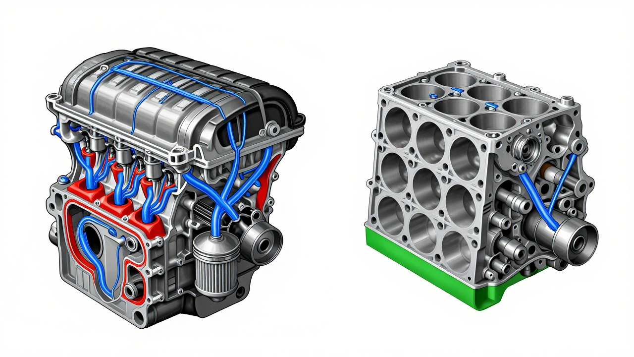 Technical cross-section of Opel diesel engine showing proper and inadequate oil lubrication paths.