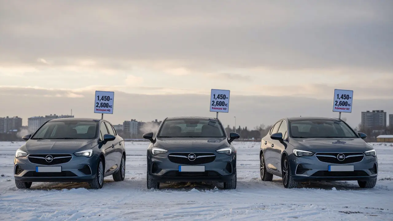 Tři modely Opelu s cenami výměny oleje v zimním prostředí.