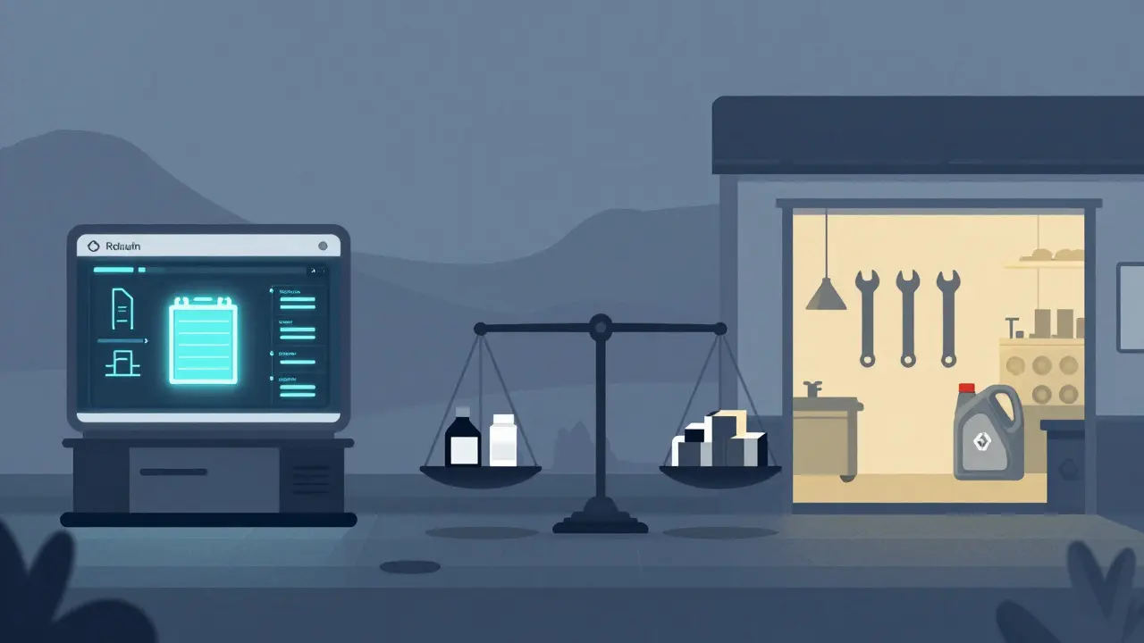 Konceptuální obrázek srovnává autorizovaný a nezávislý servis pro Renaulty.