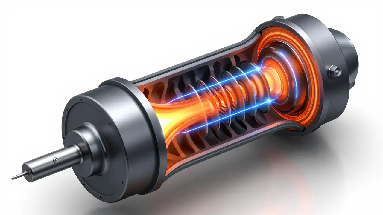 Konceptuální schéma spalování paliva v cylindru motoru Mercedes-Benz.