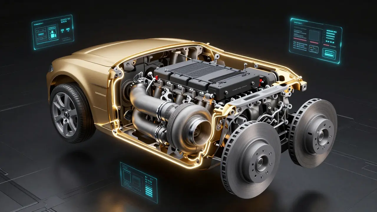 Konceptuální znázornění krytí motoru a elektroniky vozu